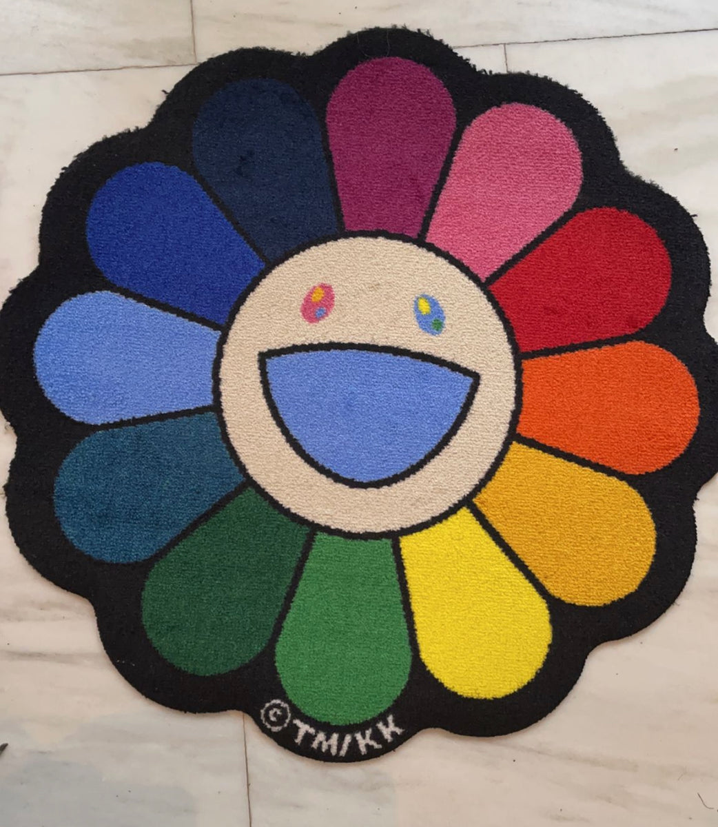 TAKASHI MURAKAMI - FLOWER FLOOR MAT - ECRU BEIGE x RAINBOW – VAN LANDEGHEM  GALLERY