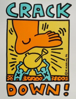 KEITH HARING<br>CRACK DOWN BENEFIT POSTER  (1st PRINTING)