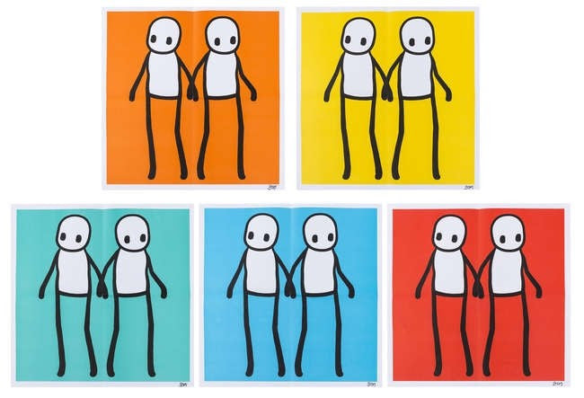 STIK - HOLDING HANDS SIGNED (RED, ORANGE, YELLOW, BLUE & TEAL)